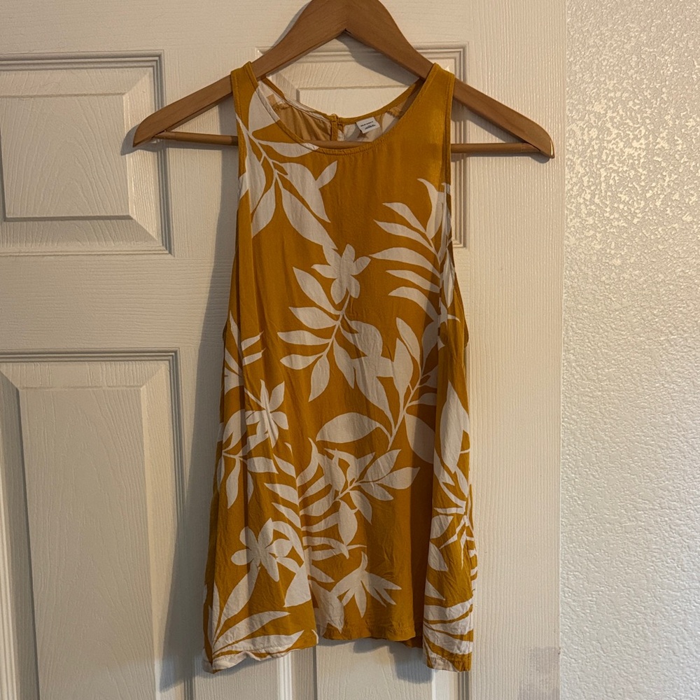 Floral Mustard Sleeveless Top